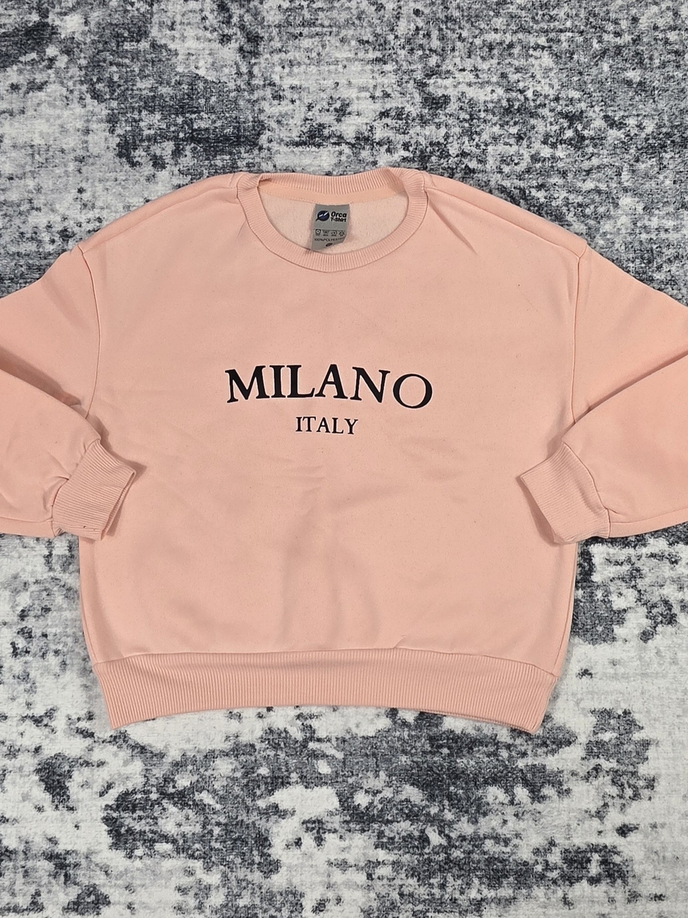 Girls Milano Italy Cropped Sweatshirt Pink Long Sleeve Pullover Size 8Y
